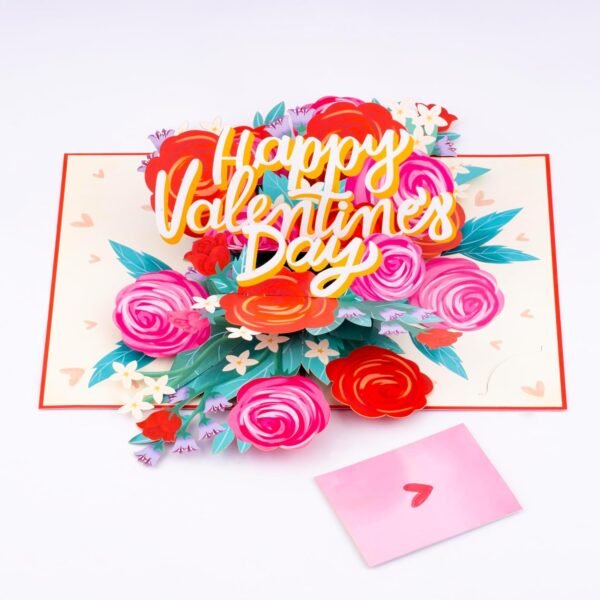 Floral Valentine 3D Pop Up Rose Greeting Card