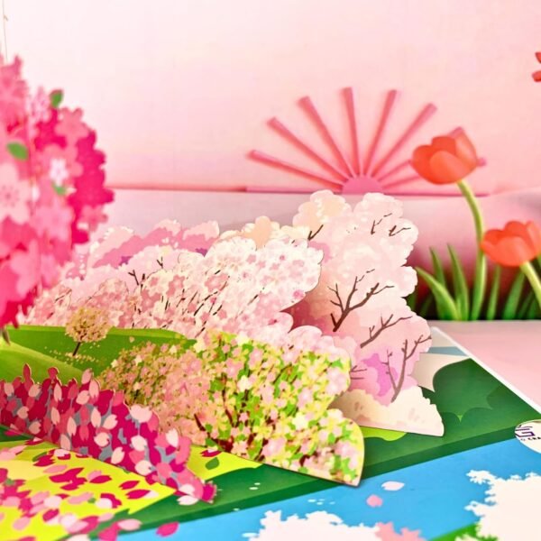 3 Cherry Blossom 3D Pop Up Card Valentine Gift for Her