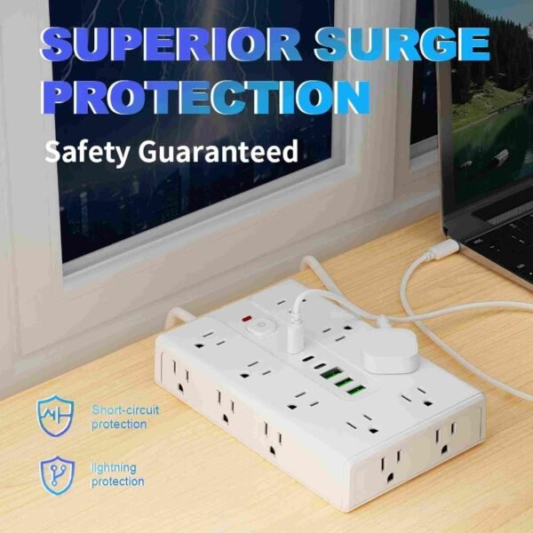 3 22 Outlet Surge Protector Power Board with USB Charging