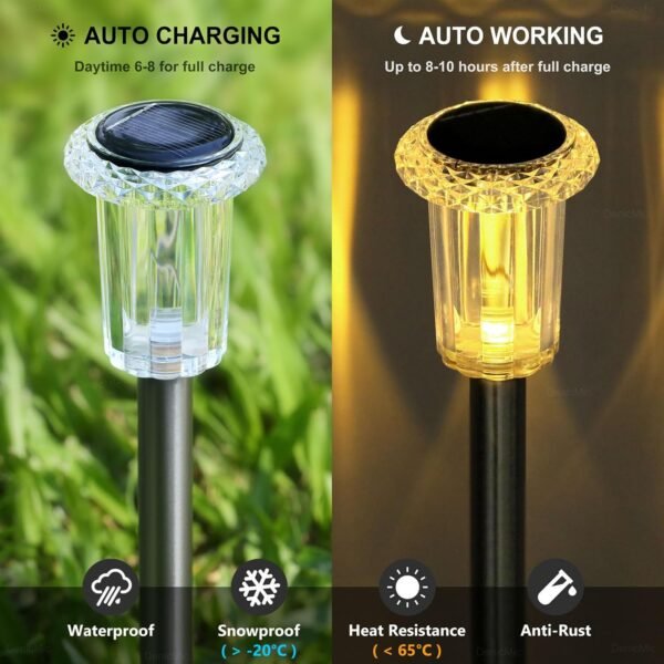 3 10-Pack Solar Pathway Lights Outdoor LED Waterproof Garden