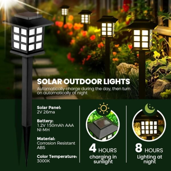 3 10-Pack Solar LED Outdoor Lights Waterproof Garden Pathway