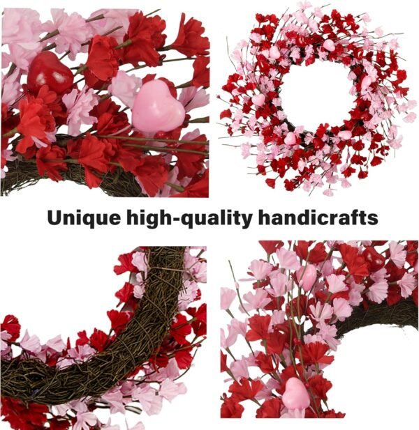 20 Inch Valentine Heart Berry Wreath Romantic Door Decoration