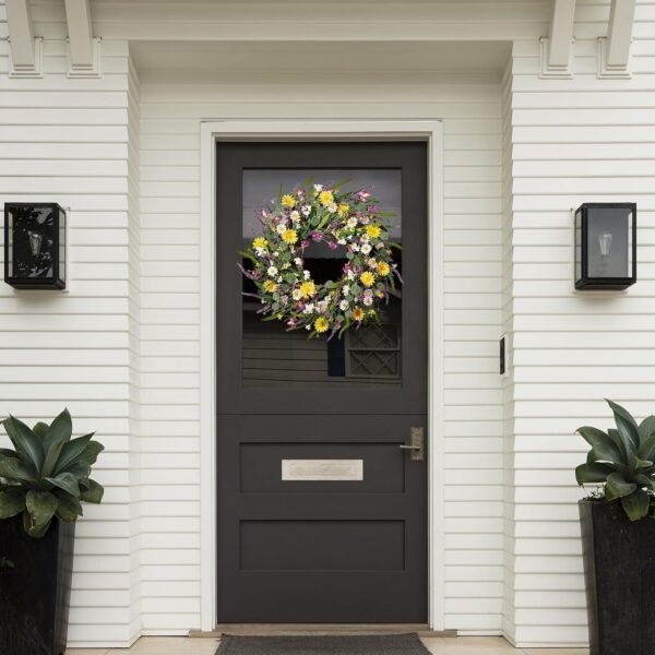 3 Spring Summer Daisy Lavender Wreath 24’’ Artificial Wildflower Decor