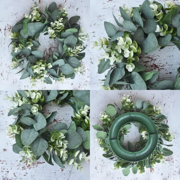 Artificial Green Eucalyptus Round Wreath Farmhouse Door Wall Decor