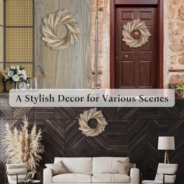 25-Inch Pampas Grass Wreath Boho Farmhouse Wall Decor