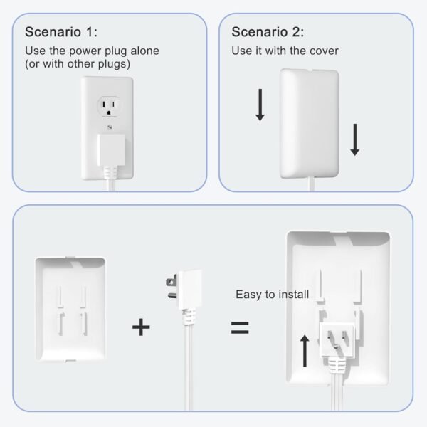 3 3FT Ultra-Thin Extension Cord Power Strip with Safety Cover