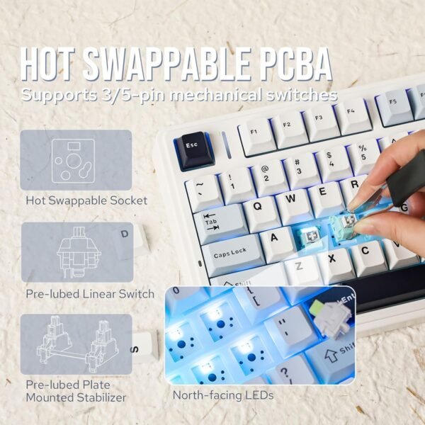 4 75% Wireless RGB Mechanical Keyboard Hot-Swappable Knob