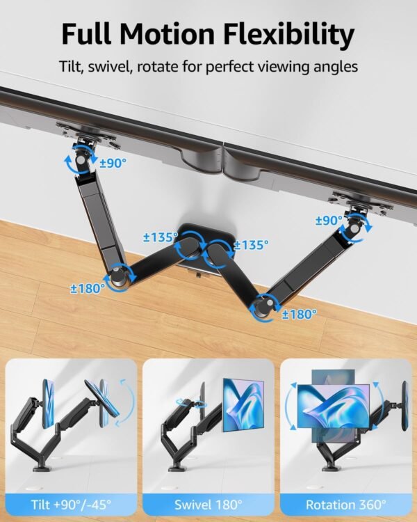 Dual Monitor Desk Mount Adjustable Arms VESA Stand