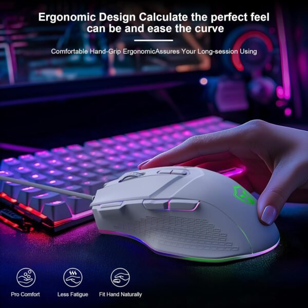 4 Ergonomic Wired Gaming Mouse 7200 DPI RGB Adjustable