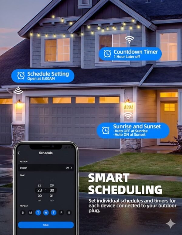 Outdoor Smart Plug WiFi Waterproof Dual Socket Control