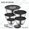 4 Stainless Steel Mixing Bowls Set Lids Grater Nestable