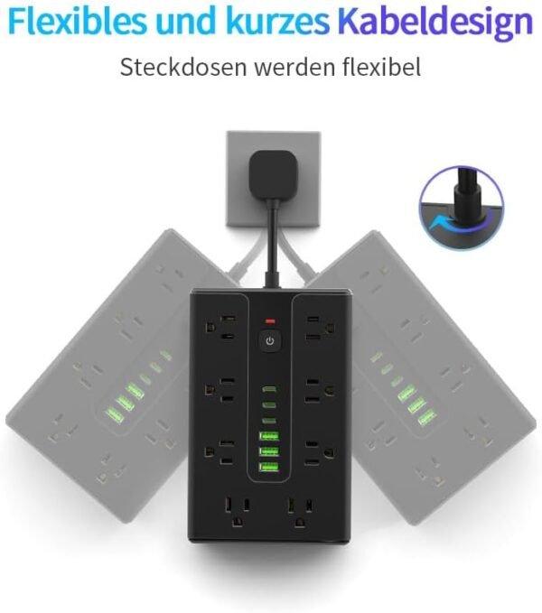 4 22 Outlet Surge Protector Power Board with USB Charging