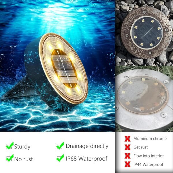 4 Solar Ground Lights 12-Pack Waterproof Outdoor Pathway LED