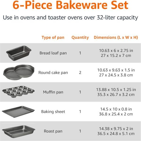 6-Piece Nonstick Carbon Steel Bakeware Set Oven-Safe