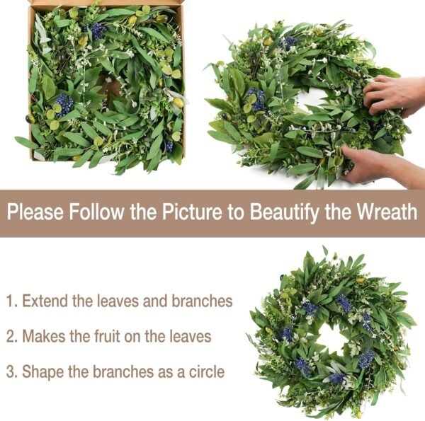All Season Greenery Wreath 22 Inch Front Door Decor