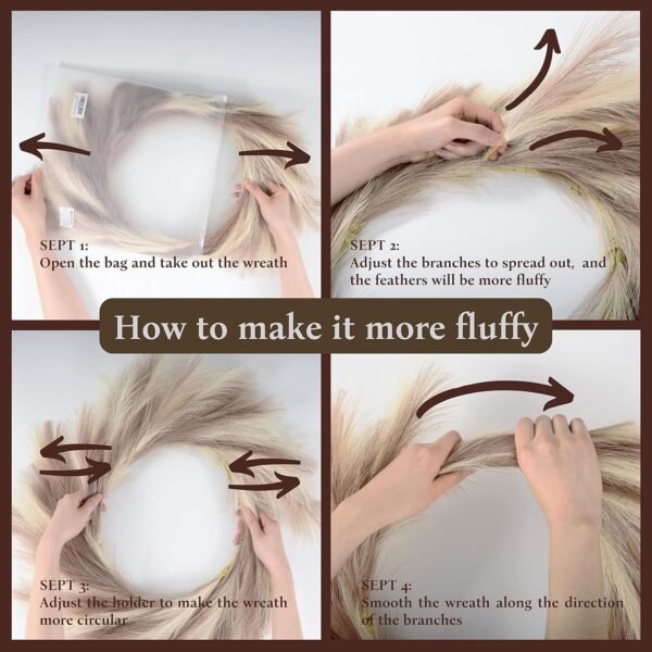 25-Inch Pampas Grass Wreath Boho Farmhouse Wall Decor