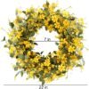 4 Artificial Yellow Daisy Spring Wreath Summer Front Door Decor