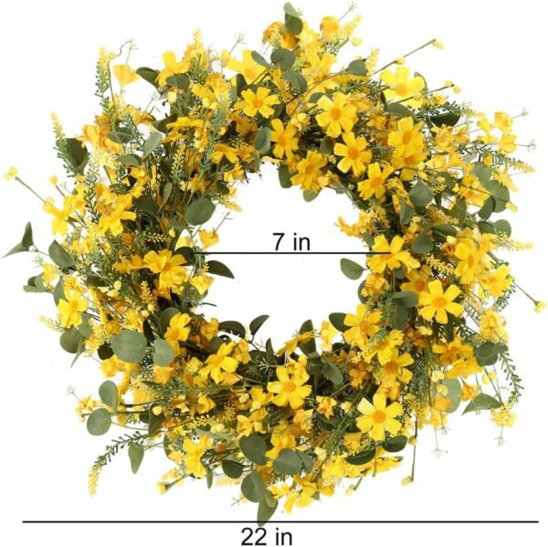 4 Artificial Yellow Daisy Spring Wreath Summer Front Door Decor