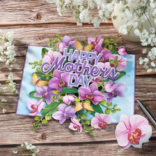 Mothers Day 3D Pop Up Orchid Butterfly Greeting Card