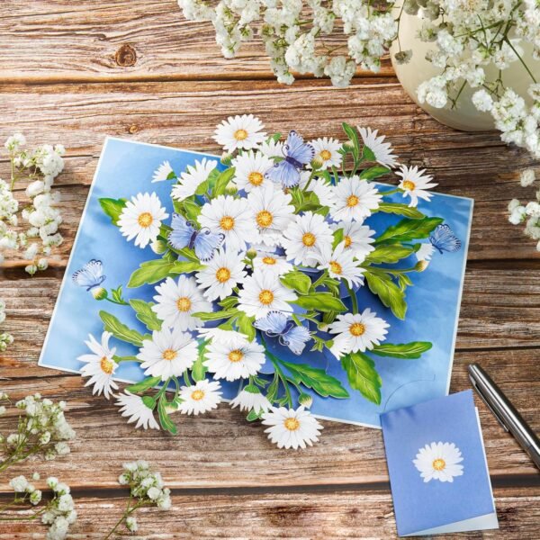 4 Daisy 3D Pop Up Butterfly Greeting Card Gift