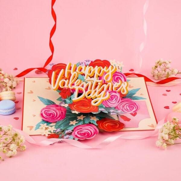 Floral Valentine 3D Pop Up Rose Greeting Card