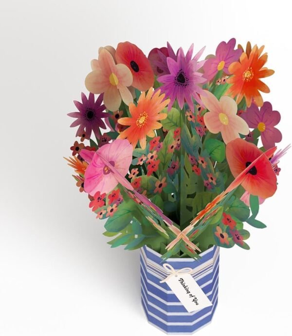 4 3D Pop Up Paper Flower Bouquet Thinking of You Card