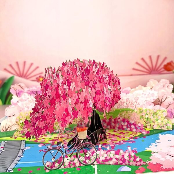 4 Cherry Blossom 3D Pop Up Card Valentine Gift for Her