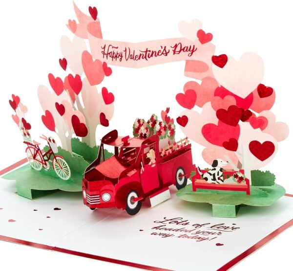 Vintage Red Truck 3D Pop Up Valentine Card for Him