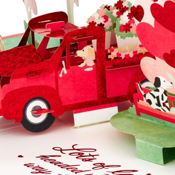 Vintage Red Truck 3D Pop Up Valentine Card for Him