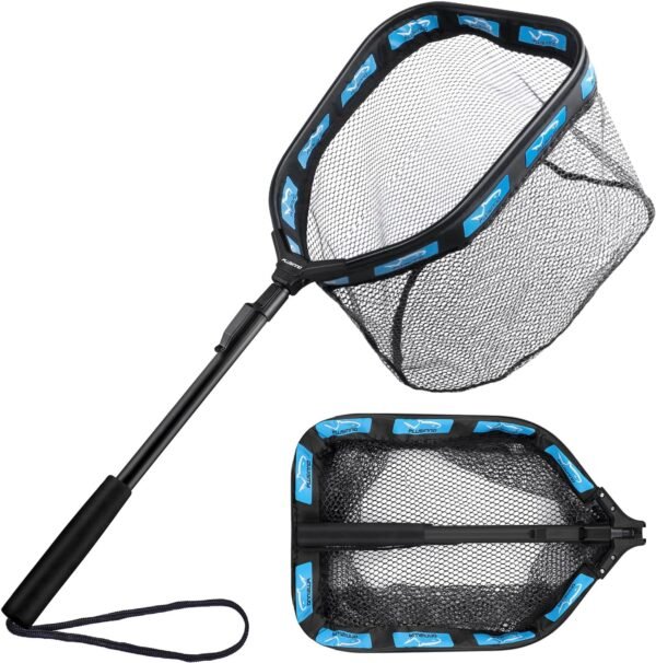 Floating Fishing Landing Net Rubber Coated Foldable Kayak Salmon Bass