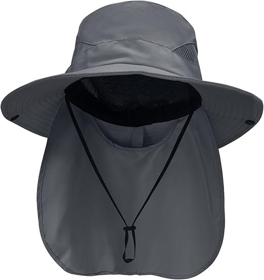 2 Wide Brim Sun Hat with Neck Flap UV Protection Outdoor Cap