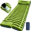 2 Ultralight Inflatable Camping Sleeping Pad with Pillow Foot Pump Mattress