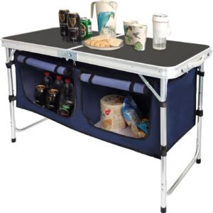 Portable Aluminum Folding Camping Table Adjustable Outdoor Picnic Workstation