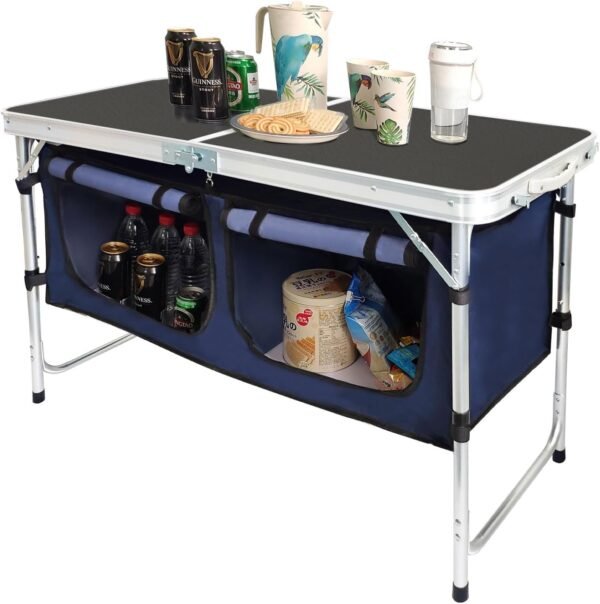 Portable Aluminum Folding Camping Table Adjustable Outdoor Picnic Workstation
