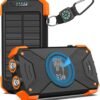 10,000mAh Solar Power Bank Portable 20W Wireless Fast Charger Camping