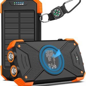 10,000mAh Solar Power Bank Portable 20W Wireless Fast Charger Camping