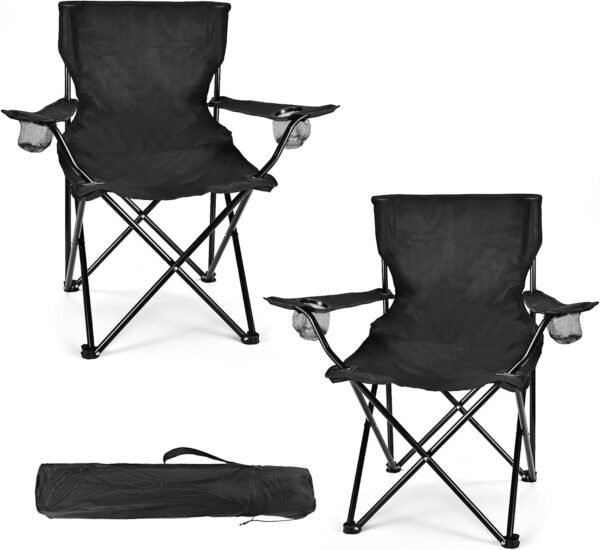 2 Portable Foldable Camping Chairs Lightweight Outdoor Seating Set for Adults