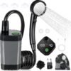 2 Portable Camping Shower Rechargeable 6000mAh LED Display Outdoor Pump IPX7 Waterproof