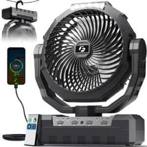 3 in 1 Portable Camping Fan Rechargeable 24000mAh LED Light Remote Outdoor