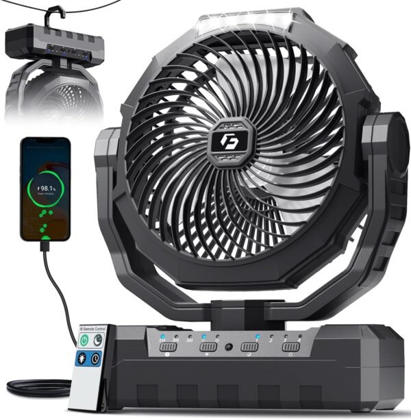 3 in 1 Portable Camping Fan Rechargeable 24000mAh LED Light Remote Outdoor