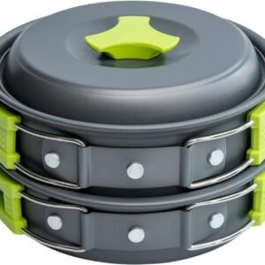 Camping Cookware Set Backpacking Mess Kit Pots Pans Portable Camp Kitchen Gear