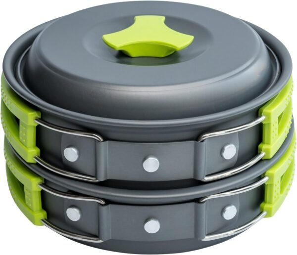 Camping Cookware Set Backpacking Mess Kit Pots Pans Portable Camp Kitchen Gear