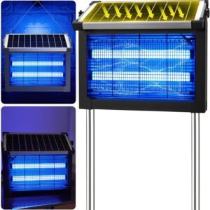 Solar Mosquito Bug Zapper Outdoor 4500V Waterproof Rechargeable 1/2 Acre Coverage