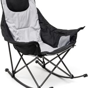 Oversized Rocking Camping Chair Padded High Back Portable Outdoor Recliner Heavy Duty