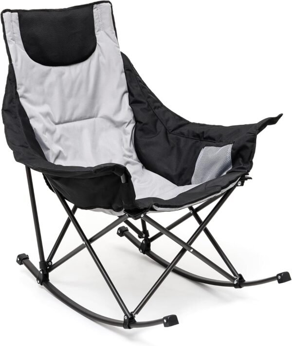 Oversized Rocking Camping Chair Padded High Back Portable Outdoor Recliner Heavy Duty