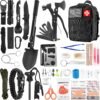 142 Piece Survival and First Aid Kit Emergency Outdoor Camping Hiking Gear with Molle Pouch