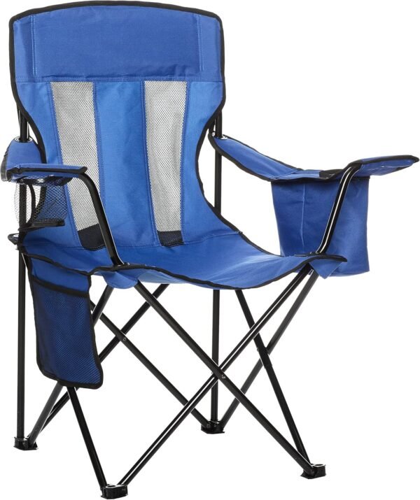 Folding Mesh Camping Chair with Cup Holder Cooler Pocket Portable Outdoor Seat