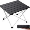 Portable Folding Camping Table Aluminum Top Lightweight Outdoor Beach Picnic Table Black