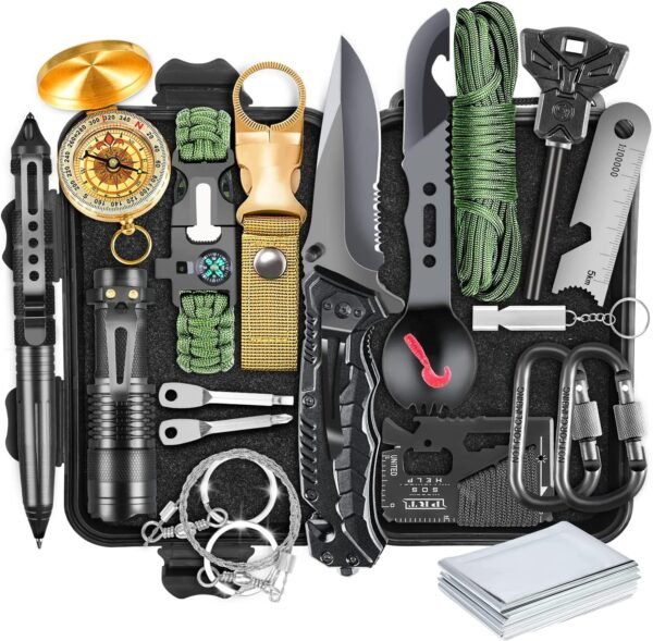 19 in 1 Survival Kit Emergency Gear Camping Accessories Outdoor Gift for Men