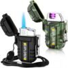 2 2-Pack Waterproof USB Rechargeable Windproof Arc Torch Lighters Outdoor Survival Gear